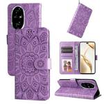 For Honor 200 Pro Embossed Sunflower Leather Phone Case(Purple)