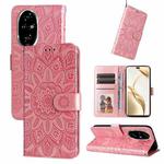 For Honor 200 Pro Embossed Sunflower Leather Phone Case(Rose Gold)