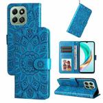 For Honor X6b Embossed Sunflower Leather Phone Case(Blue)