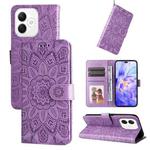 For Honor X60i Embossed Sunflower Leather Phone Case(Purple)