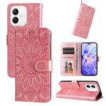 For Honor X60i Embossed Sunflower Leather Phone Case(Rose Gold)