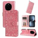 For Honor Magic7 Embossed Sunflower Leather Phone Case(Rose Gold)