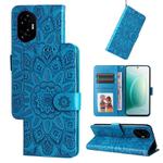 For Honor 300 Embossed Sunflower Leather Phone Case(Blue)