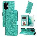 For Honor 300 Embossed Sunflower Leather Phone Case(Green)