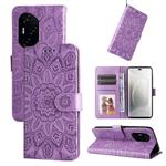For Honor 300 Pro Embossed Sunflower Leather Phone Case(Purple)