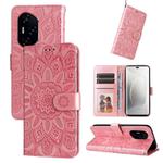 For Honor 300 Pro Embossed Sunflower Leather Phone Case(Rose Gold)