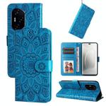 For Honor 300 Ultra Embossed Sunflower Leather Phone Case(Blue)