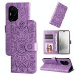 For Honor 300 Ultra Embossed Sunflower Leather Phone Case(Purple)
