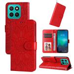 For Honor X8c 4G Embossed Sunflower Leather Phone Case(Red)