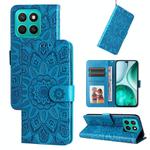 For Honor X8c 4G Embossed Sunflower Leather Phone Case(Blue)
