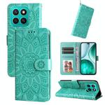 For Honor X8c 4G Embossed Sunflower Leather Phone Case(Green)