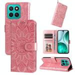 For Honor X8c 4G Embossed Sunflower Leather Phone Case(Rose Gold)