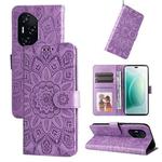 For Honor 400 Embossed Sunflower Leather Phone Case(Purple)