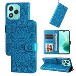 For Honor 400 Lite Embossed Sunflower Leather Phone Case(Blue)