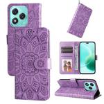 For Honor 400 Lite Embossed Sunflower Leather Phone Case(Purple)