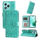 For Honor 400 Lite Embossed Sunflower Leather Phone Case(Green)