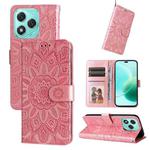 For Honor 400 Lite Embossed Sunflower Leather Phone Case(Rose Gold)