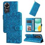 For Honor Play 60 Embossed Sunflower Leather Phone Case(Blue)