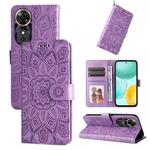 For Honor Play 60 Embossed Sunflower Leather Phone Case(Purple)