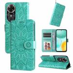 For Honor Play 60 Embossed Sunflower Leather Phone Case(Green)