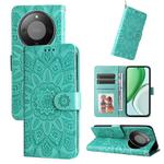 For Honor X70 5G Embossed Sunflower Leather Phone Case(Green)