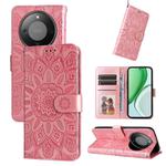 For Honor X70 5G Embossed Sunflower Leather Phone Case(Rose Gold)