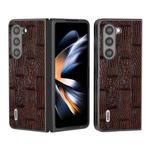 For Samsung Galaxy Z Fold5 ABEEL Genuine Leather Mahjong Texture Series Phone Case(Brown)