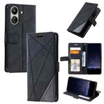 For Xiaomi Redmi 13C Skin Feel Splicing Leather Phone Case(Black)