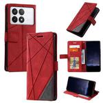 For Xiaomi Redmi K70E Skin Feel Splicing Leather Phone Case(Red)