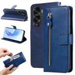 For Honor X50i 5G Calf Texture Zipper Leather Phone Case(Blue)