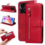 For Honor X6a Calf Texture Zipper Leather Phone Case(Red)