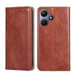 For Infinix Hot 30i 4G Gloss Oil Solid Color Magnetic Leather Phone Case(Brown)