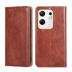 For Infinix Zero 30 4G Gloss Oil Solid Color Magnetic Leather Phone Case(Brown)