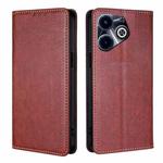 For Infinix Hot 40i Gloss Oil Solid Color Magnetic Leather Phone Case(Brown)