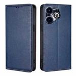 For Infinix Hot 40i Gloss Oil Solid Color Magnetic Leather Phone Case(Blue)