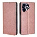 For Infinix Hot 40i Gloss Oil Solid Color Magnetic Leather Phone Case(Rose Gold)