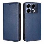 For Infinix Note 40 4G Gloss Oil Solid Color Magnetic Leather Phone Case(Blue)