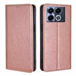 For Infinix Note 40 5G Gloss Oil Solid Color Magnetic Leather Phone Case(Rose Gold)