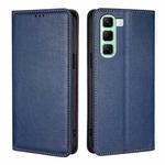 For Infinix Hot 50 4G Gloss Oil Solid Color Magnetic Leather Phone Case(Blue)