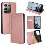 For Infinix Note 50x 5G Gloss Oil Solid Color Magnetic Leather Phone Case(Rose Gold)