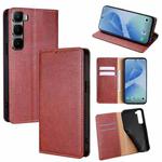 For Infinix Hot 60 Pro+ 4G Gloss Oil Solid Color Magnetic Leather Phone Case(Brown)