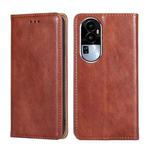 For OPPO Reno10 5G Gloss Oil Solid Color Magnetic Leather Phone Case(Brown)