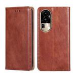 For OPPO Reno10 Pro 5G Gloss Oil Solid Color Magnetic Leather Phone Case(Brown)