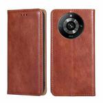 For Realme 11 Pro / 11 Pro+ 5G Gloss Oil Solid Color Magnetic Leather Phone Case(Brown)