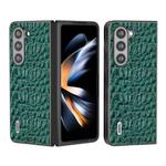 For Samsung Galaxy Z Fold5 ABEEL Genuine Leather Sky Series Black Edge Phone Case(Green)