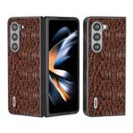 For Samsung Galaxy Z Fold5 ABEEL Genuine Leather Sky Series Black Edge Phone Case(Brown)