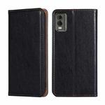 For Nokia C32 Gloss Oil Solid Color Magnetic Leather Phone Case(Black)
