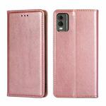 For Nokia C32 Gloss Oil Solid Color Magnetic Leather Phone Case(Rose Gold)