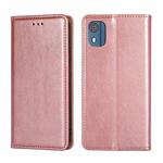 For Nokia C02 TA-1522 Gloss Oil Solid Color Magnetic Leather Phone Case(Rose Gold)