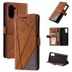 For Realme 10 Pro 5G Skin Feel Splicing Horizontal Flip Leather Phone Case(Brown)